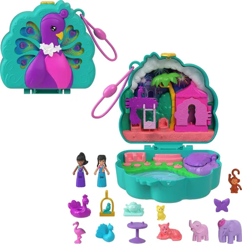 Vista 7 de Conjunto de juego de Polly Pocket con 2 muñecas micro y accesorios de comida, juguete compacto de animal Panda de té de burbujas