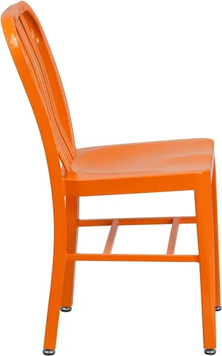 Vista 7 de Flash Furniture Silla de metal naranja de grado comercial para interiores y exteriores Uso interior/exterior