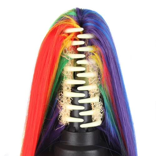 Vista 2 de MapofBeauty Cola de caballo de colores del arco iris larga lisa con clip en colas de caballo para cosplay colas de caballo