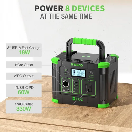 Vista 2 de EBL Generador solar portátil de la central eléctrica de 330W 288.6Wh para Verde