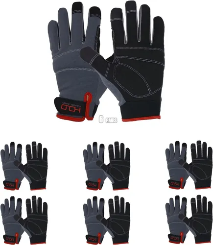 Vista 24 de HANDLANDY Guantes de trabajo para hombre y mujer, guantes de trabajo de mecánicos de uso general con pantalla táctil, guantes de trabajo flexibles