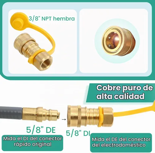 Vista 5 de 5369 Kit de conversión de propano a gas natural, manguera de gas natural de 12 pies con 3/8 pulgadas de diámetro interior con conexión rápida