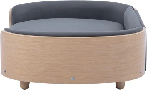 Vista 9 de Cama de terciopelo para perro, sofá para mascotas con patas de madera maciza y respaldo de madera doblada, cojín resistente a las manchas en varios