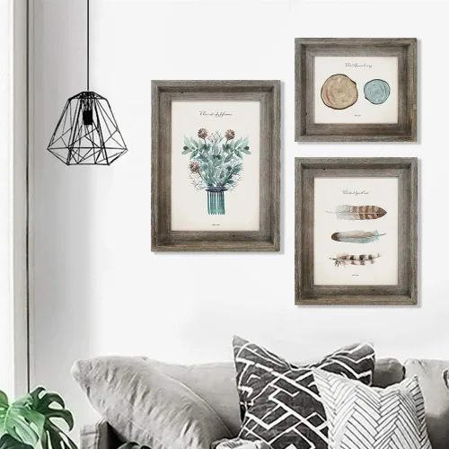 Vista 6 de IKEREE Marcos de fotos rústicos 8x10, diseño único y perfectamente shabby chic, respaldo de caballete para exhibición en mesa o pared..