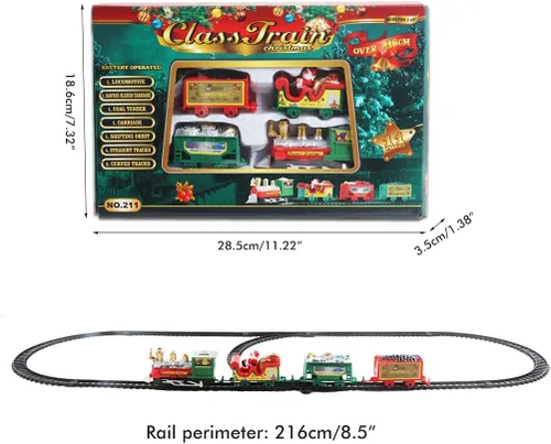 Vista 6 de Trenes eléctricos de juguete con luz y sonido, juegos de trenes de Navidad de 85 pulgadas para alrededor del árbol, juego de vías ferroviarias a