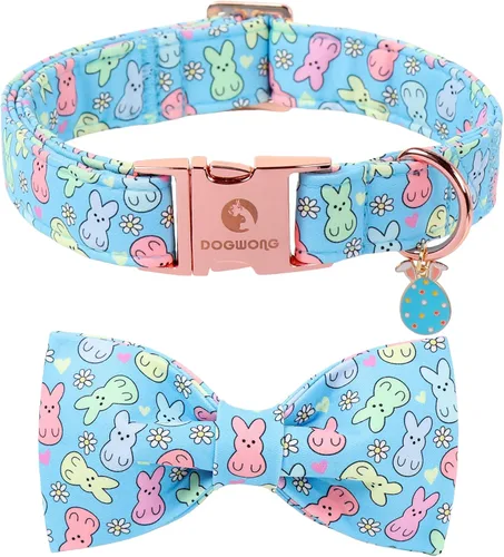 Vista 51 de DOGWONG Collar de otoño para perro con lazo, collar de moño para perro de Acción de Gracias, collar ajustable de algodón de otoño con hoja de arce