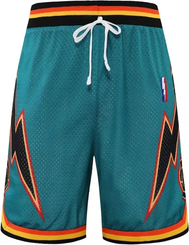 Vista 2 de BOOMLEMON Pantalones cortos de baloncesto para hombre, pantalones cortos de entrenamiento de gimnasio, pantalones cortos deportivos de malla