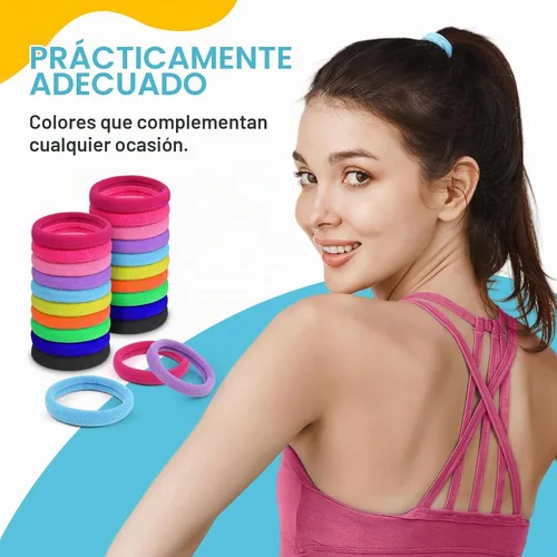 Vista 6 de Bandas pequeñas para el cabello sin costuras, liga para coleta que no daña de 4 cm (10 colores muilt)