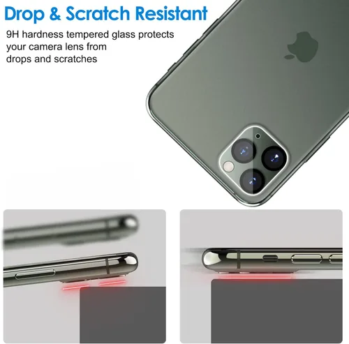 Vista 7 de JETech Protector de lente de cámara para iPhone 11 Pro Max de 6.5 pulgadas y iPhone 11 Pro de 5.8 pulgadas, vidrio templado 9H, transparente HD