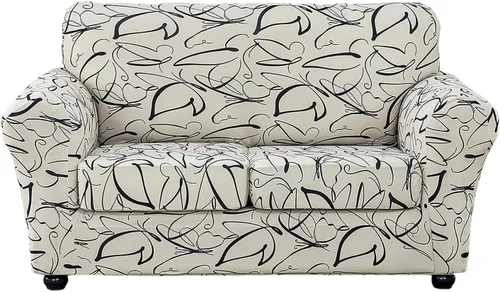 Vista 31 de KRFOONN Funda de sofá de 4 piezas con estampado para sofás de 3 cojines, funda elástica con 3 fundas de cojín separadas, protector de muebles