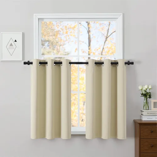 Vista 71 de NICETOWN Cortinas 100% Opacas Cortas de 36 Pulgadas de Largo para Dormitorio, Privacidad Aislamiento Térmico con Ojales Cortinas de Ventana