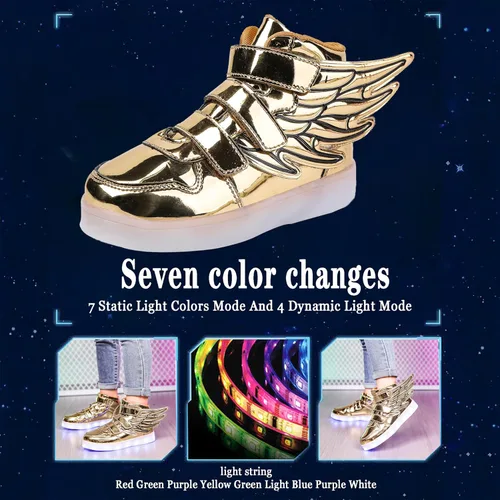 Vista 4 de MAQLPC Zapatos deportivos de baile con luz LED para niños y niñas, con carga USB, para Halloween, fiesta de Navidad