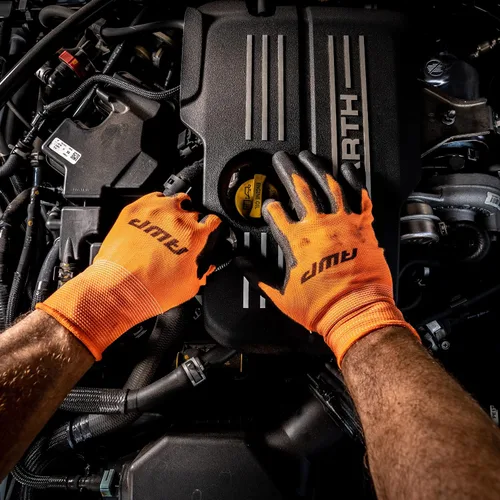 Vista 6 de AWP Guantes de trabajo con revestimiento de poliuretano para hombres y mujeres, resistentes al agua, grandes, paquete de 3 pares
