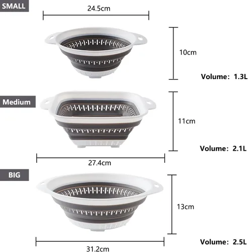 Vista 3 de Colador y colador plegable, coladores de silicona y coladores de alimentos, para verduras y frutas, esenciales de cocina