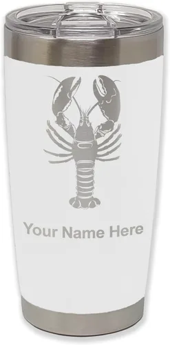 Vista 31 de LaserGram Vaso aislado al vacío de 20 onzas, langosta, grabado personalizado incluido (negro)