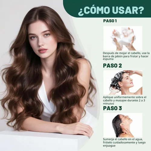Vista 6 de Usma Grass - Barra de champú sólido para oscurecer el crecimiento, jugo Usman gris reductor Polygonum Black Jabón, cabello gris inversa rutina He