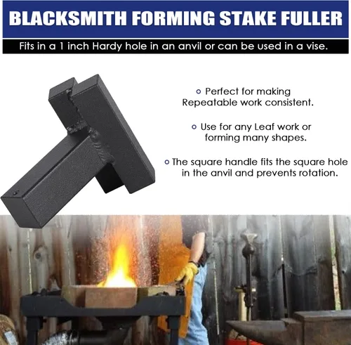 Vista 2 de Yoursme Blacksmith Hardy V Swage Forming Stake Forming Stake Fuller Cuchillo Making, hoja, armadura, yunque de forja