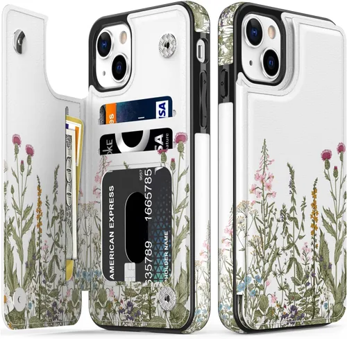 Vista 151 de LETO para iPhone 15 Pro Funda tipo cartera - Tapa tipo folio con patada - Diseños de moda - Tarjetero - Funda protectora para mujeres y niñas - 6.1