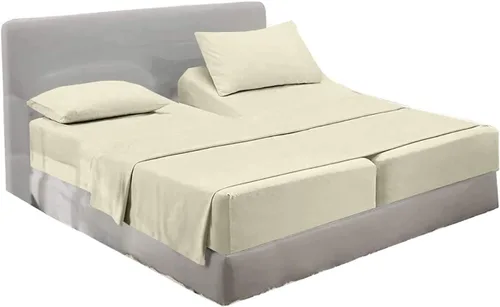 Vista 33 de Juego de sábanas divididas tamaño Queen para cama ajustable, juego de sábanas divididas de 5 piezas para cama Queen dividida de 600 hilos, 100%