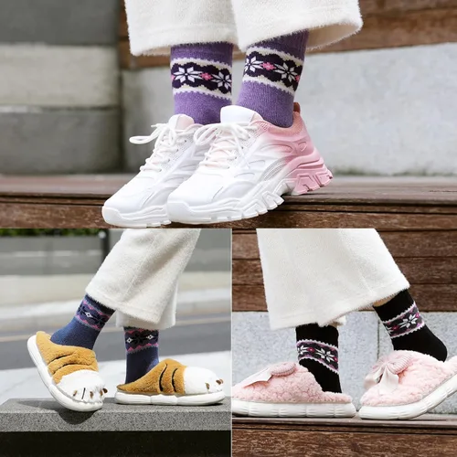 Vista 7 de 5 pares de calcetines de lana cálidos y acogedores para mujer, calcetines vintage lindos de invierno, regalos de punto grueso súper suaves, 38