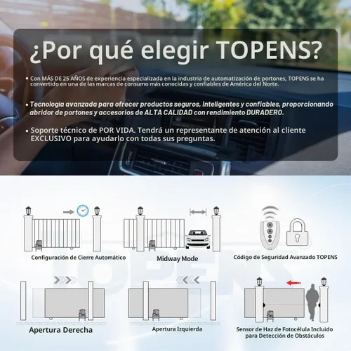 Vista 4 de TOPENS CF800 - Abridor de puerta deslizante rápido con cadena