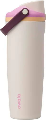 Vista 23 de Botella de agua Owala FreeSip con aislamiento de acero inoxidable con pico de dos vías, pajita incorporada y asa de cubo, fabricada para viajes