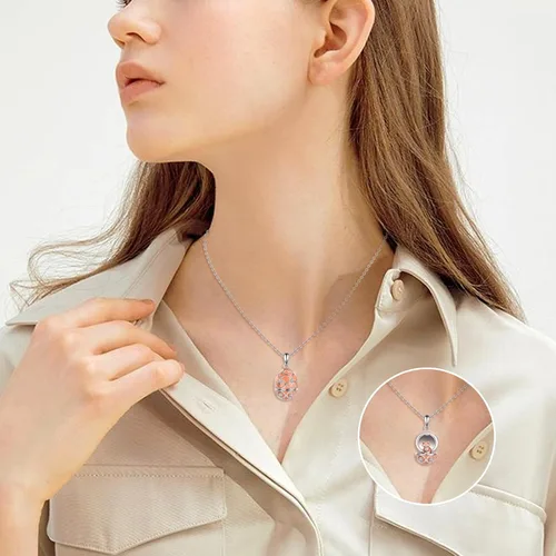 Vista 3 de AXELUNA Collar de zorro de plata esterlina, collar de huevo de Pascua, colgante de zorro, joyería de animales, regalos para mujeres y niñas, regalo