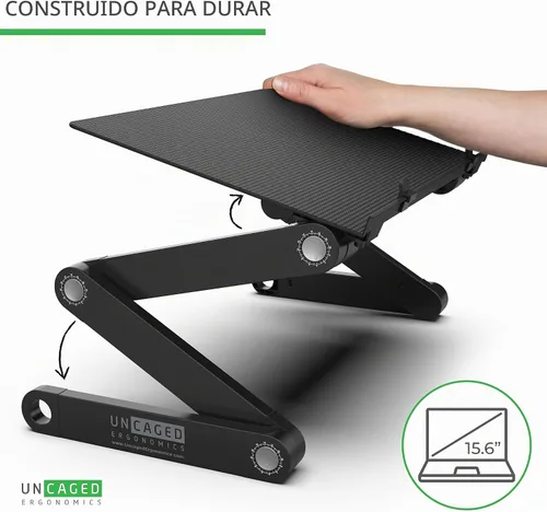 Vista 8 de Uncaged Ergonomics WorkEZ - Pie de aluminio profesional para enfriar computadora portátil con altura y ángulo adaptables / Escritorio