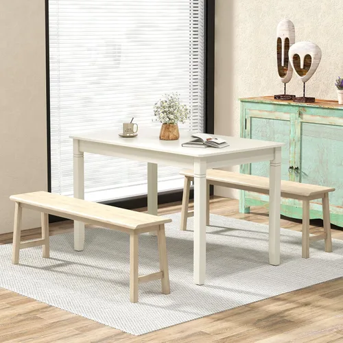 Vista 9 de Giantex Mesa de comedor para 4 personas, mesa de cocina de 48 x 29 pulgadas con patas de madera, mesa de comedor rectangular para espacios pequeños