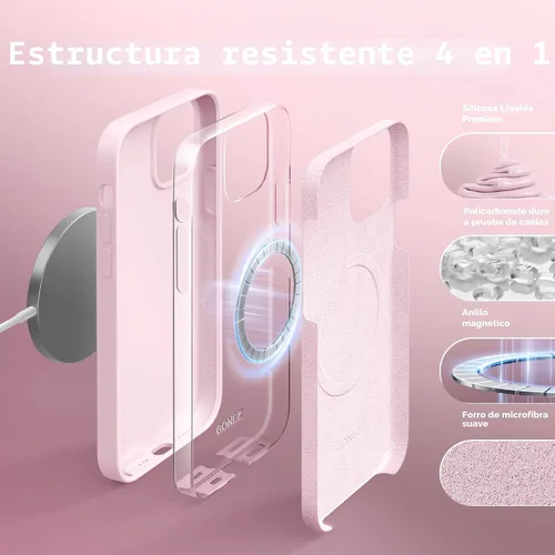 Vista 4 de GONEZ Funda magnética para iPhone 12 Case / 12 Pro Case, compatible con MagSafe, [protector de pantalla + protector de lente de cámara], funda