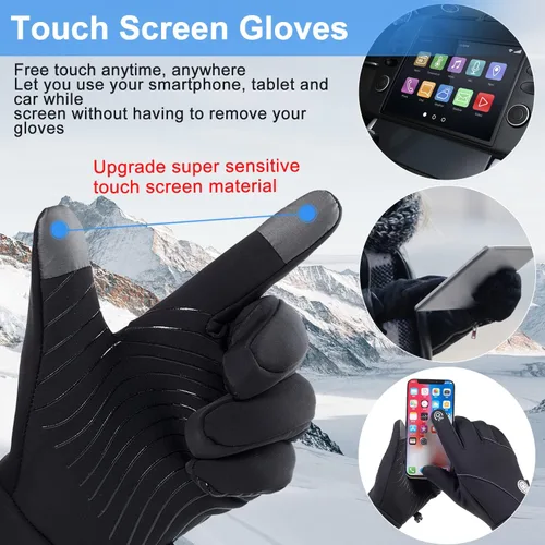 Vista 3 de Artelaris Guantes de invierno para hombres y mujeres, guantes térmicos resistentes al viento con pantalla táctil, guantes deportivos cálidos
