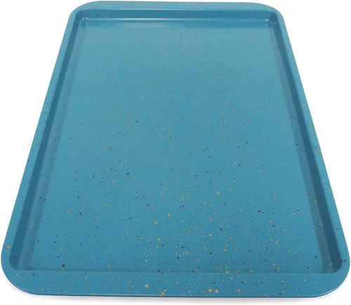 Vista 4 de CasaWare Sartén antiadherente con revestimiento de cerámica para galletas/gelatina de 11 x 17 pulgadas (granito azul)