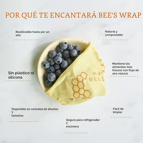 Vista 5 de Bee's Wrap, paquete variado de 3 envoltorios ecológicos y reutilizables para transportar comida Paquete de 3 panales