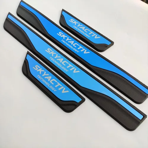 Vista 3 de Accesorios para automóvil Protector de umbral de puerta, para Mazda 3, 6, CX-30, CX-5, placa de protección de umbral de protección contra rozaduras