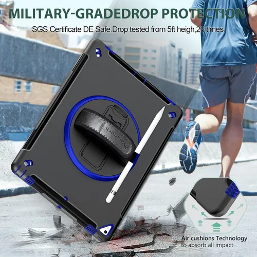 Vista 2 de Miesherk Funda para iPad Pro 12.9 de 2ª generación 2017 y 2015 de 1ª generación, resistente y resistente a prueba de golpes con soporte giratorio