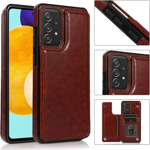 Vista 18 de UEEBAI Funda para Samsung Galaxy A53 5G, funda de cuero PU de lujo con [dos cierres magnéticos] [ranuras para tarjetas] Función de atril Durable A