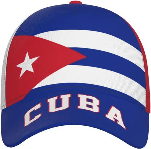 Vista 2 de Gorra de béisbol cubana con la bandera de Cuba, gorra de fútbol con impresión completa para adultos, color negro, Negro