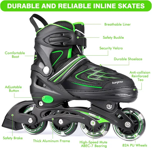Vista 3 de Patines en línea ajustables, patines en línea para exterior con ruedas completamente iluminadas para niños y adultos, mujeres, niñas y niños