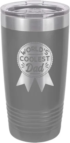 Vista 14 de WORLDS COOLEST DAD RIBBON BLACK Vaso de bebida de 20 oz con pajita Taza de viaje grabada con láser Comparar con Yeti Rambler Idea de regalo