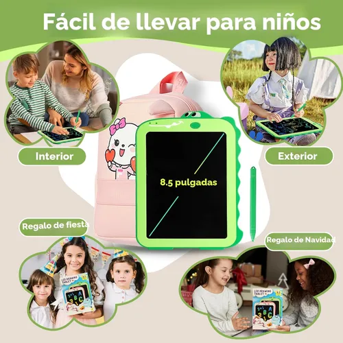 Vista 6 de Teriph Tableta de escritura LCD para niños, juguetes coloridos para niños pequeños, juguetes educativos para niños, juguete de dinosaurio para niños