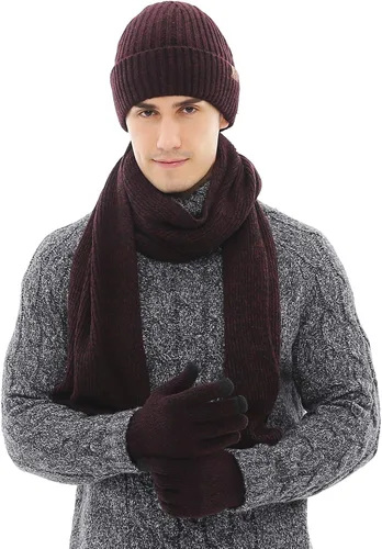 Vista 2 de Ecodudo Gorro y bufanda con pantalla táctil para hombres y mujeres (punto acanalado)