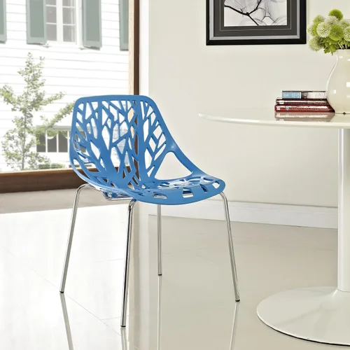 Vista 2 de Modway Stencil - Silla apilable moderna para cocina y comedor en color azul