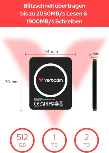 Vista 3 de Verbatim Snapback UltraSlim External SSD 2TB MagSafe USB 3.2 Gen 2x2 4K
