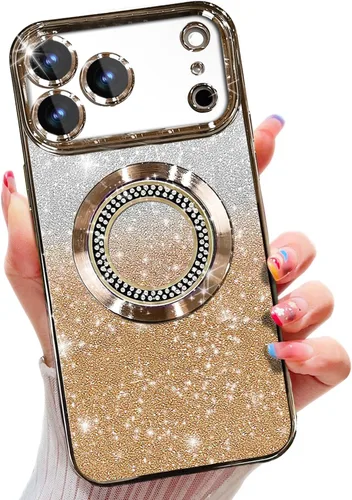 Vista 165 de Misscase Funda magnética con purpurina para iPhone 11 compatible con MagSafe, protección completa, delgada, a prueba de golpes, antiarañazos