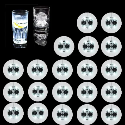 Vista 7 de FLOWERTEEN 20 posavasos LED redondos para botella de licor de vino, fiesta de bebidas, fiesta de bar (multicolor)
