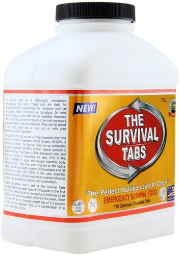 Vista 3 de Survival Tabs – Emergency Food Supply – 33-Bottl Orange Ration Kit, Non-GMO