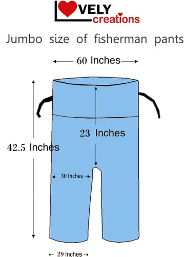 Vista 7 de Lovely Creations Pantalones de pescador tailandés de talla jumbo para hombre y mujer, pierna salvaje, holgados, para yoga, casual, cintura 60