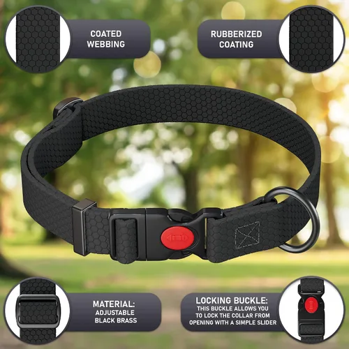 Vista 3 de Collar de perro ajustable con código QR identificación adjunta, fabricado en Estados Unidos, collar de perro resistente al agua con hebilla