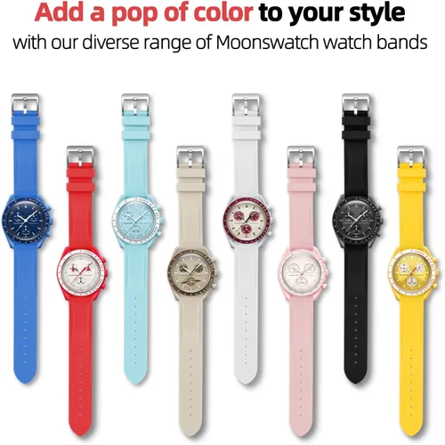 Vista 3 de Correa curvada de silicona sin huecos para hombre, compatible con SpeedmasterRolexSeiko Mission to the