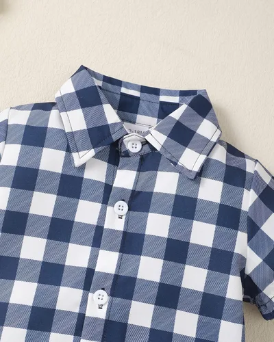 Vista 4 de Ropa de bebé niño de verano, trajes de algodón de manga corta, pantalones cortos, conjunto de trajes para niños pequeños